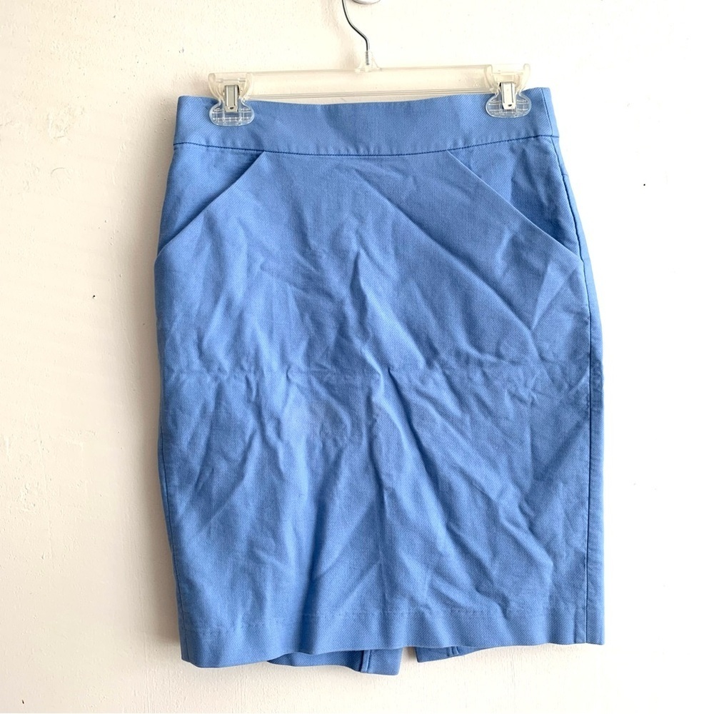 J. Crew Factory 100% cotton Blue Pencil Skirt with pockets